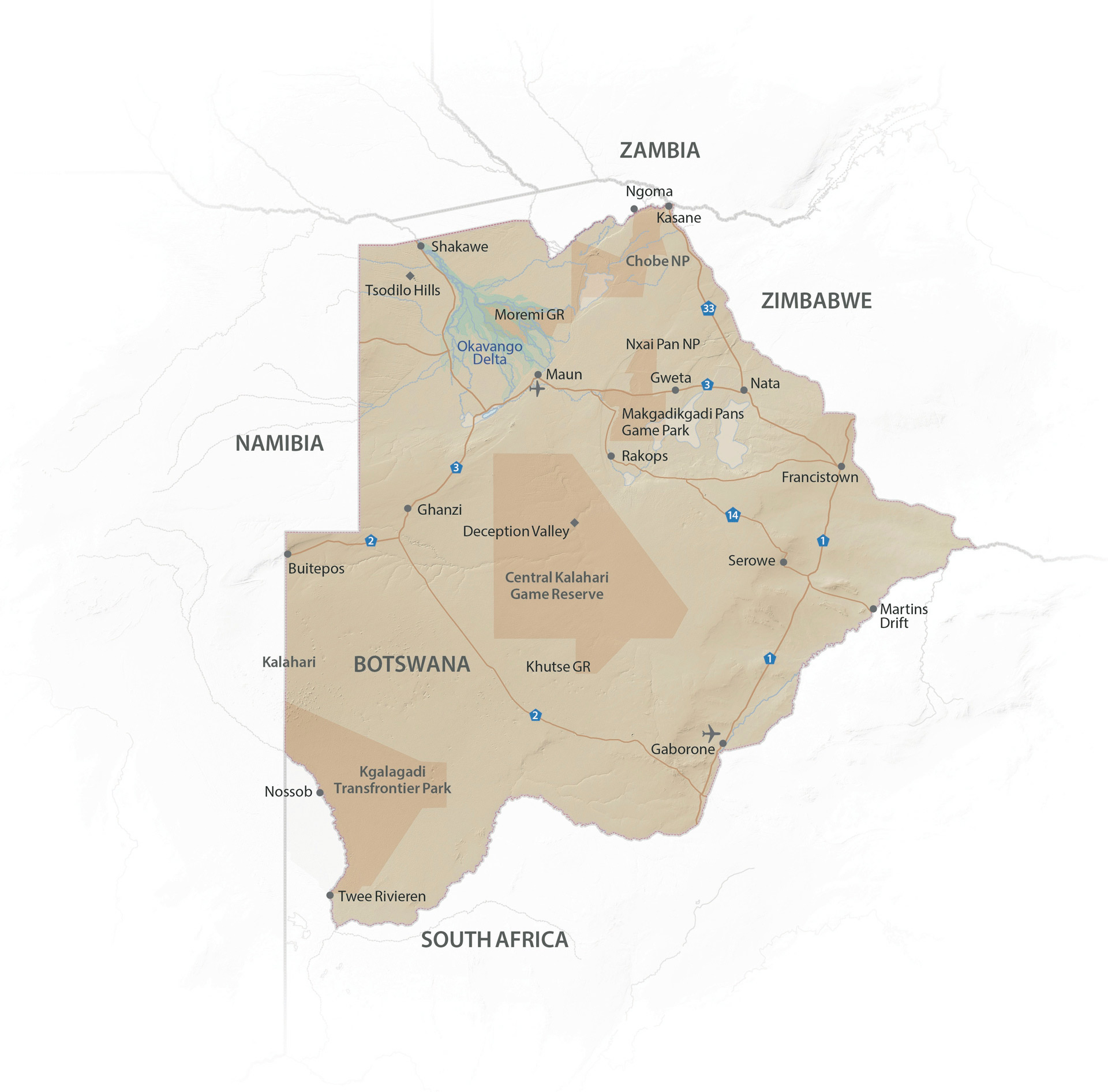 Botswana Landkarte