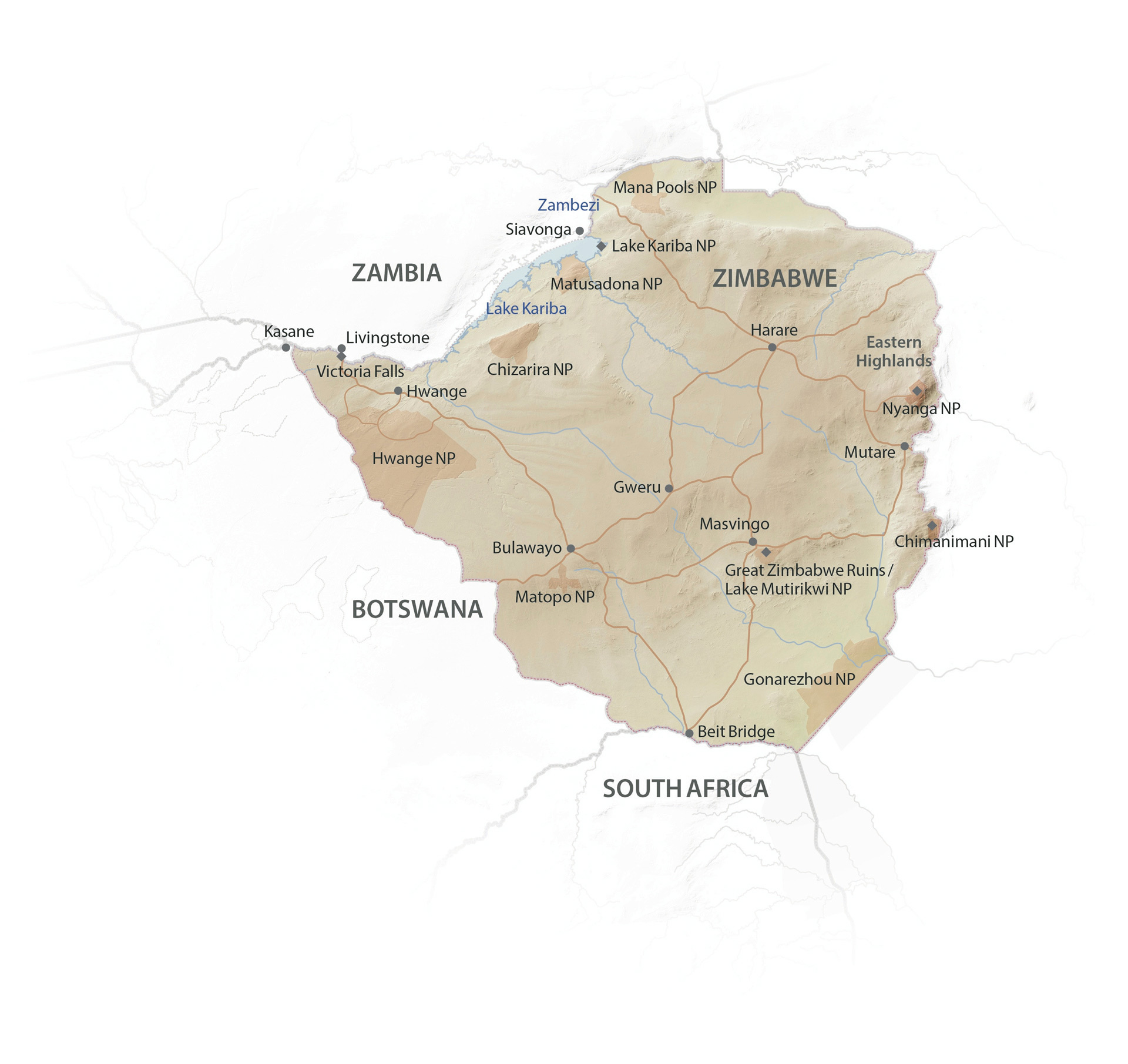 Simbabwe Landkarte
